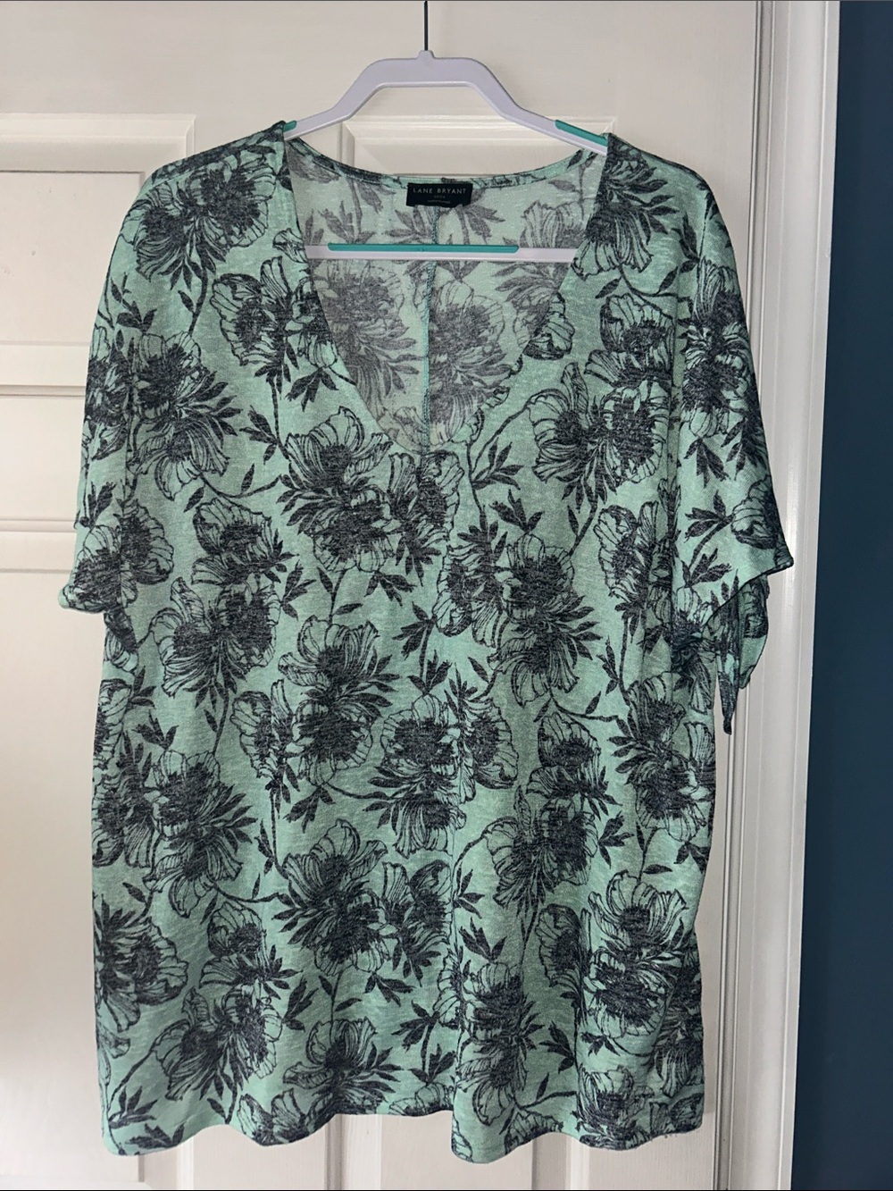 Lane Bryant Mint Green Floral Short Sleeve Tee 22/24